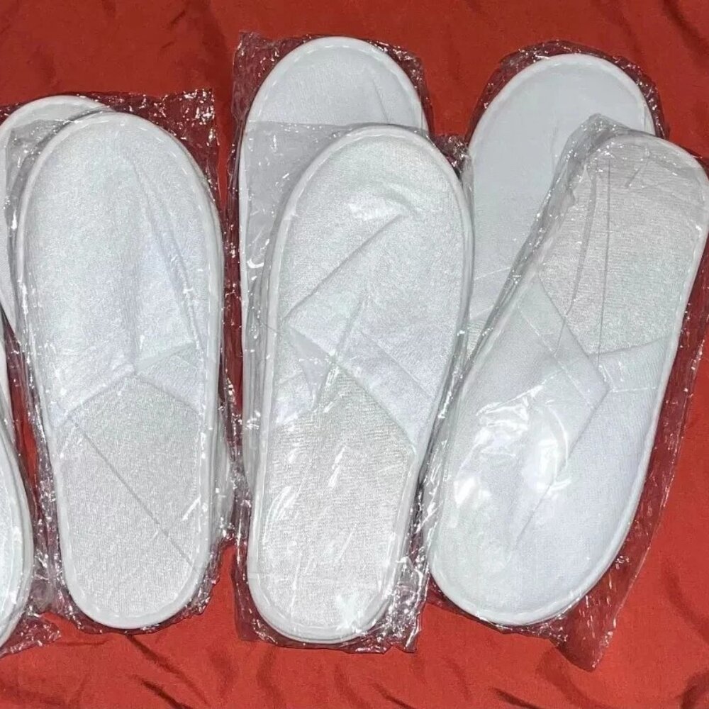 Lot of 24pcs Slippers Hotel Slippers Disposable White Cotton Travel Unisex - Picture 3 of 3